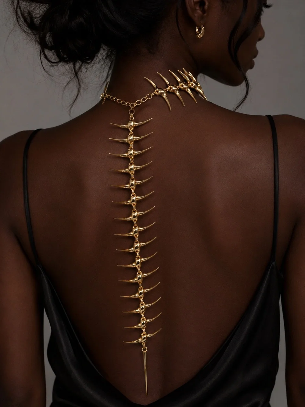 Gold Spine Back-Chain Necklace - Picture 3 of 5